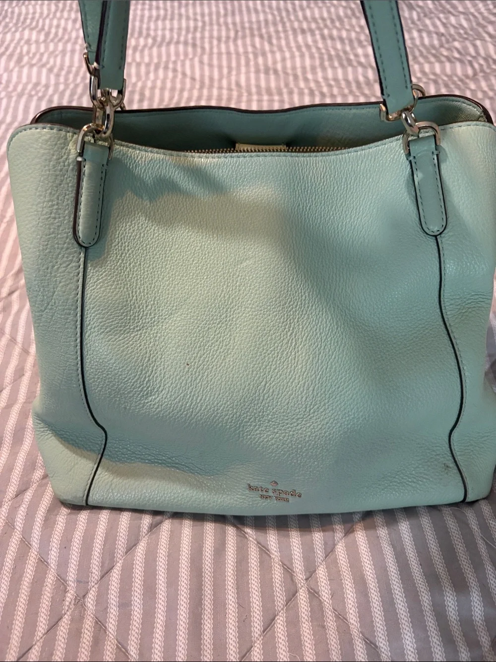 kate spade mint green Pebbled Leather Shoulder Bag